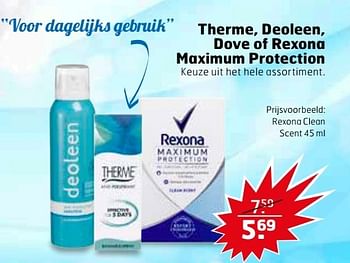 Aanbiedingen Rexona clean scent - Rexona - Geldig van 23/05/2017 tot 04/06/2017 bij Trekpleister