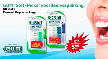 Aanbiedingen Gum soft-picks voordeelverpakking keuze uit regular en large - GUM - Geldig van 23/05/2017 tot 04/06/2017 bij Trekpleister