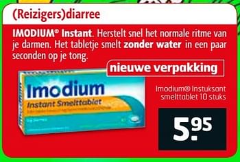 Aanbiedingen Reizigers diarree imodium instant - Imodium - Geldig van 23/05/2017 tot 04/06/2017 bij Trekpleister