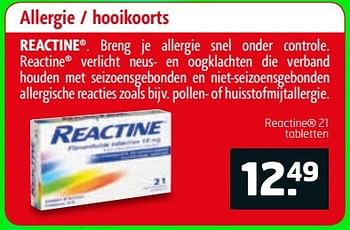 Aanbiedingen Allergie hooikoorts reactine - Reactine - Geldig van 23/05/2017 tot 04/06/2017 bij Trekpleister