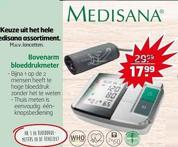 Aanbiedingen Bovenarm bloeddrukmeter - Medisana - Geldig van 23/05/2017 tot 04/06/2017 bij Trekpleister