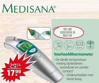 Aanbiedingen Voorhoofdthermometer - Medisana - Geldig van 23/05/2017 tot 04/06/2017 bij Trekpleister