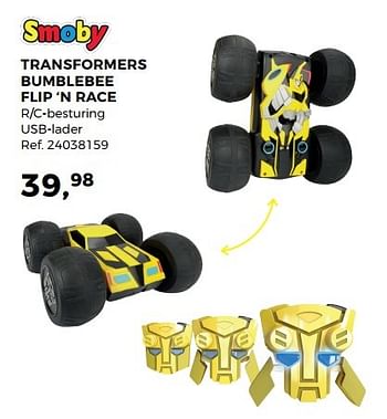 Aanbiedingen Transformers bumblebee flip `n race - Smoby - Geldig van 30/05/2017 tot 27/06/2017 bij Supra Bazar