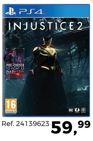 Aanbiedingen Injustice 2 - Warner Brothers Interactive Entertainment - Geldig van 30/05/2017 tot 27/06/2017 bij Supra Bazar