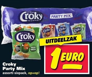 Aanbiedingen Croky party mix assorti sixpack - Croky - Geldig van 23/05/2017 tot 28/05/2017 bij Nettorama