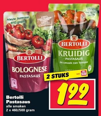 Aanbiedingen Bertolli pastasaus alle smaken - Bertolli - Geldig van 23/05/2017 tot 28/05/2017 bij Nettorama