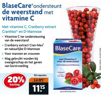 Aanbiedingen Blasecare ondersteunt de weerstand met vitamine c - BlaseCare - Geldig van 23/05/2017 tot 04/06/2017 bij Trekpleister