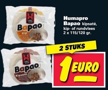 Aanbiedingen Humapro bapao kipsaté, kip- of rundvlees - Humapro - Geldig van 23/05/2017 tot 28/05/2017 bij Nettorama
