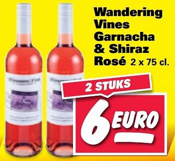 Aanbiedingen Wandering vines garnacha + shiraz rosé - Rosé wijnen - Geldig van 23/05/2017 tot 28/05/2017 bij Nettorama