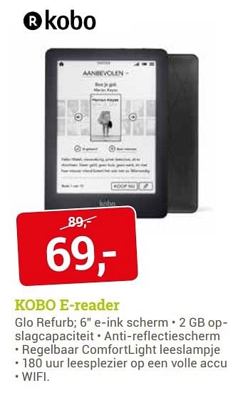 Aanbiedingen Kobo e-reader glo refurb 6 - Kobo - Geldig van 25/05/2017 tot 28/05/2017 bij BCC