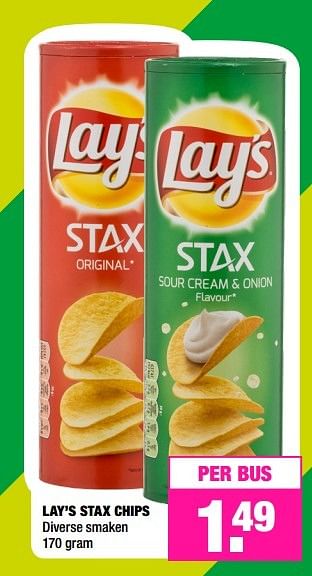 Aanbiedingen Lay`s stax chips - Lay's - Geldig van 22/05/2017 tot 04/06/2017 bij Big Bazar