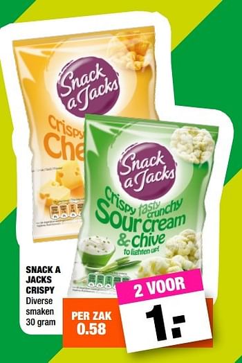 Aanbiedingen Snack a jacks crispy - Snack a Jacks - Geldig van 22/05/2017 tot 04/06/2017 bij Big Bazar