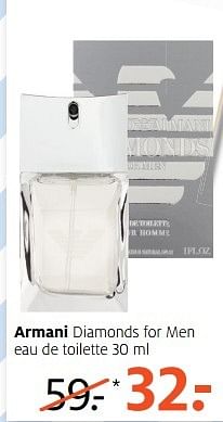 Aanbiedingen Armani diamonds for men eau de toilette - Armani - Geldig van 22/05/2017 tot 04/06/2017 bij Etos