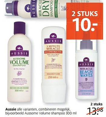 Aanbiedingen Aussome volume shampoo - Aussie - Geldig van 22/05/2017 tot 04/06/2017 bij Etos