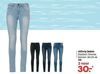 Aanbiedingen Skinny jeans elastisch. diverse kleuren - Huismerk - Hema - Geldig van 22/05/2017 tot 04/06/2017 bij Hema