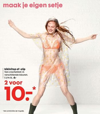 Aanbiedingen Bikinitop of -slip van crochetstof, in verschillende kleuren - Huismerk - Hema - Geldig van 22/05/2017 tot 04/06/2017 bij Hema