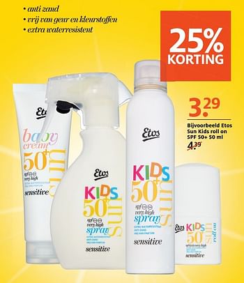 Aanbiedingen Etos sun kids roll on spf 50+ - Huismerk - Etos - Geldig van 22/05/2017 tot 04/06/2017 bij Etos