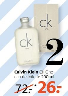 Aanbiedingen Calvin klein ck one eau de toilette - Calvin Klein - Geldig van 22/05/2017 tot 04/06/2017 bij Etos