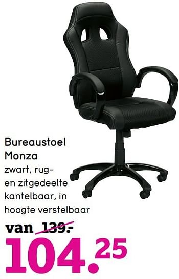 Aanbiedingen Bureaustoel monza - Huismerk - Leen Bakker - Geldig van 22/05/2017 tot 04/06/2017 bij Leen Bakker