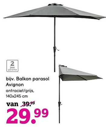 Aanbiedingen Balkon parasol avignon - Huismerk - Leen Bakker - Geldig van 22/05/2017 tot 04/06/2017 bij Leen Bakker