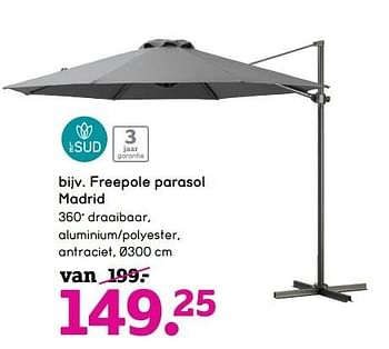 Aanbiedingen Freepole parasol madrid - Le Sud - Geldig van 22/05/2017 tot 04/06/2017 bij Leen Bakker