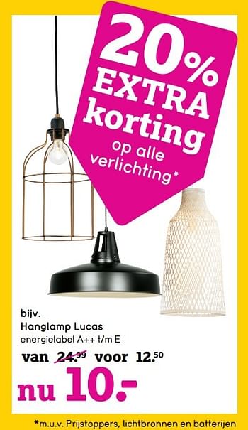 Aanbiedingen Hanglamp lucas - Huismerk - Leen Bakker - Geldig van 22/05/2017 tot 04/06/2017 bij Leen Bakker