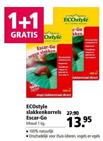 Aanbiedingen Ecostyle slakkenkorrels escar-go - Ecostyle - Geldig van 22/05/2017 tot 05/06/2017 bij Welkoop