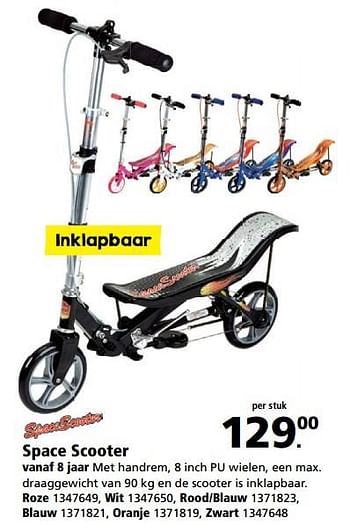 Aanbiedingen Space scooter roze - SpaceScooter - Geldig van 22/05/2017 tot 04/06/2017 bij Intertoys