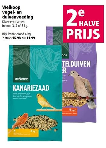 Aanbiedingen Welkoop vogel- en duivenvoeding kanariezaad - Huismerk - Welkoop - Geldig van 22/05/2017 tot 05/06/2017 bij Welkoop