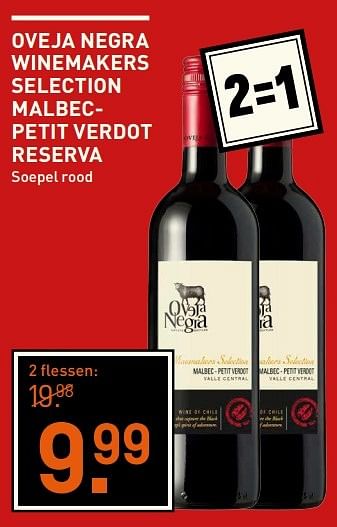 Aanbiedingen Oveja negra winemakers selection malbecpetit verdot reserva - Rode wijnen - Geldig van 23/05/2017 tot 05/06/2017 bij Gall & Gall