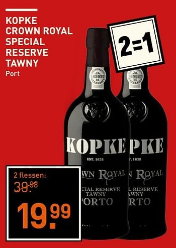 Aanbiedingen Kopke crown royal special reserve tawny port - Kopke - Geldig van 23/05/2017 tot 05/06/2017 bij Gall & Gall