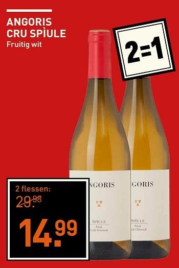 Aanbiedingen Angoris cru spìule fruitig wit - Witte wijnen - Geldig van 23/05/2017 tot 05/06/2017 bij Gall & Gall