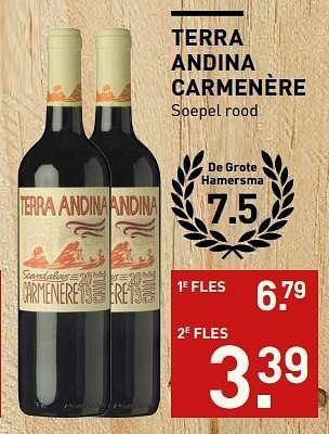 Aanbiedingen Terra andina carmenère soepel rood - Rode wijnen - Geldig van 23/05/2017 tot 05/06/2017 bij Gall & Gall