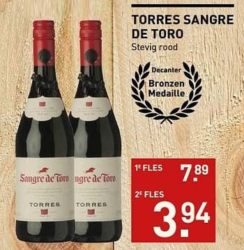 Aanbiedingen Torres sangre de toro stevig rood - Rode wijnen - Geldig van 23/05/2017 tot 05/06/2017 bij Gall & Gall