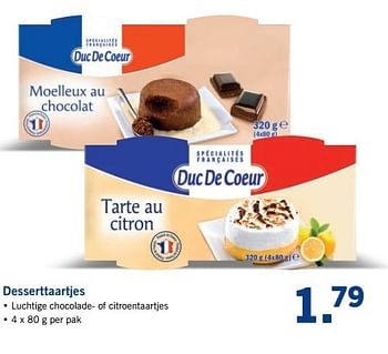 Aanbiedingen Desserttaartjes - Duc De Coeur - Geldig van 29/05/2017 tot 03/06/2017 bij Lidl
