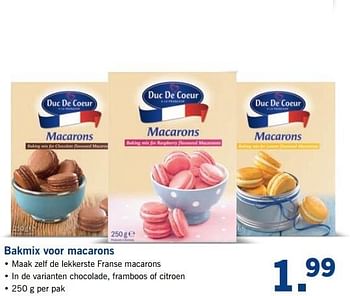 Aanbiedingen Bakmix voor macarons - Duc De Coeur - Geldig van 29/05/2017 tot 03/06/2017 bij Lidl