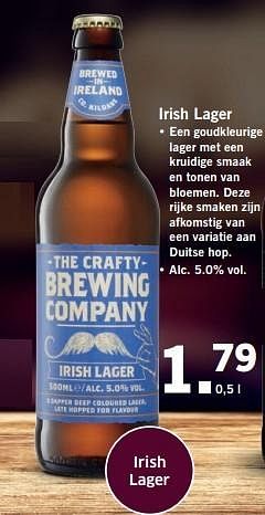 Aanbiedingen Irish lager - The Crafty Brewing Company - Geldig van 29/05/2017 tot 03/06/2017 bij Lidl