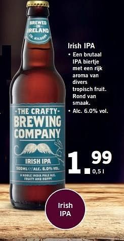 Aanbiedingen Irish ipa - The Crafty Brewing Company - Geldig van 29/05/2017 tot 03/06/2017 bij Lidl