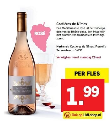 Aanbiedingen Costières de nîmes - Rosé wijnen - Geldig van 29/05/2017 tot 03/06/2017 bij Lidl