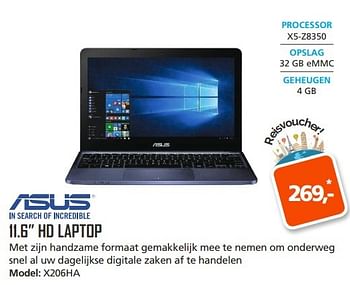 Aanbiedingen Asus 11.6 hd laptop x206ha - Asus - Geldig van 22/05/2017 tot 11/06/2017 bij ITprodeals