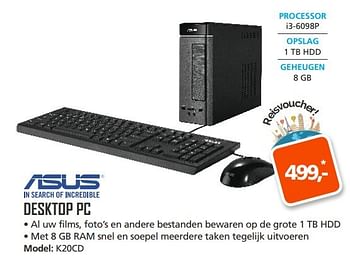 Aanbiedingen Asus desktop pc k20cd - Asus - Geldig van 22/05/2017 tot 11/06/2017 bij ITprodeals