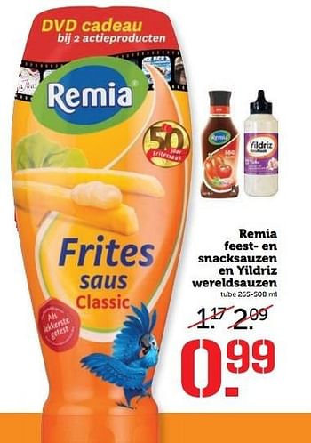Aanbiedingen Remia feest- en snacksauzen en yildriz wereldsauzen - Remia - Geldig van 29/05/2017 tot 04/06/2017 bij Coop
