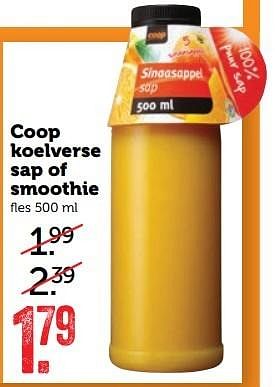 Aanbiedingen Coop koelverse sap of smoothie - Huismerk - Coop - Geldig van 29/05/2017 tot 04/06/2017 bij Coop