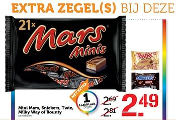 Aanbiedingen Mini mars, snickers, twix, milky way of bounty - Mars - Geldig van 29/05/2017 tot 04/06/2017 bij Coop