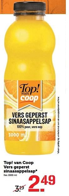 Aanbiedingen Top! van coop vers geperst sinaasappelsap - Huismerk - Coop - Geldig van 29/05/2017 tot 04/06/2017 bij Coop