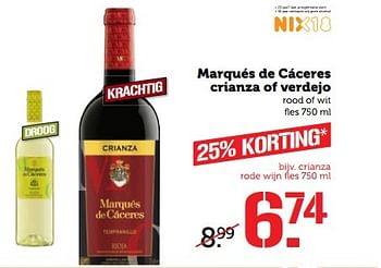 Aanbiedingen Marqués de cáceres crianza of verdejo - Rode wijnen - Geldig van 29/05/2017 tot 04/06/2017 bij Coop