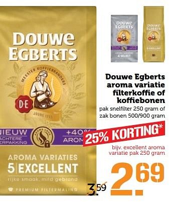 Aanbiedingen Douwe egberts aroma variatie filterkoffie of koffiebonen - Douwe Egberts - Geldig van 29/05/2017 tot 04/06/2017 bij Coop