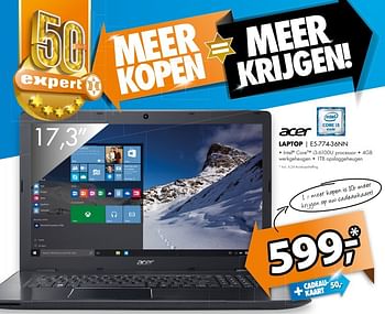 Aanbiedingen Acer laptop e5-774-36nn - Acer - Geldig van 28/05/2017 tot 04/06/2017 bij Expert