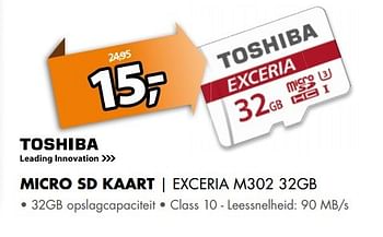Aanbiedingen Toshiba micro sd kaart exceria m302 32gb - Toshiba - Geldig van 28/05/2017 tot 04/06/2017 bij Expert