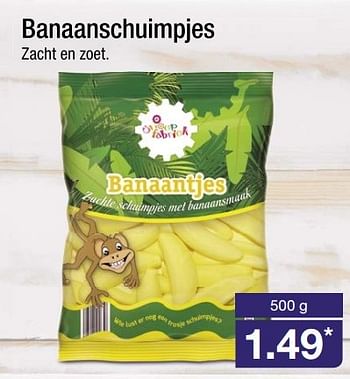 Aanbiedingen Banaanschuimpjes zacht en zoet - Snoep Fabriek - Geldig van 28/05/2017 tot 03/06/2017 bij Aldi